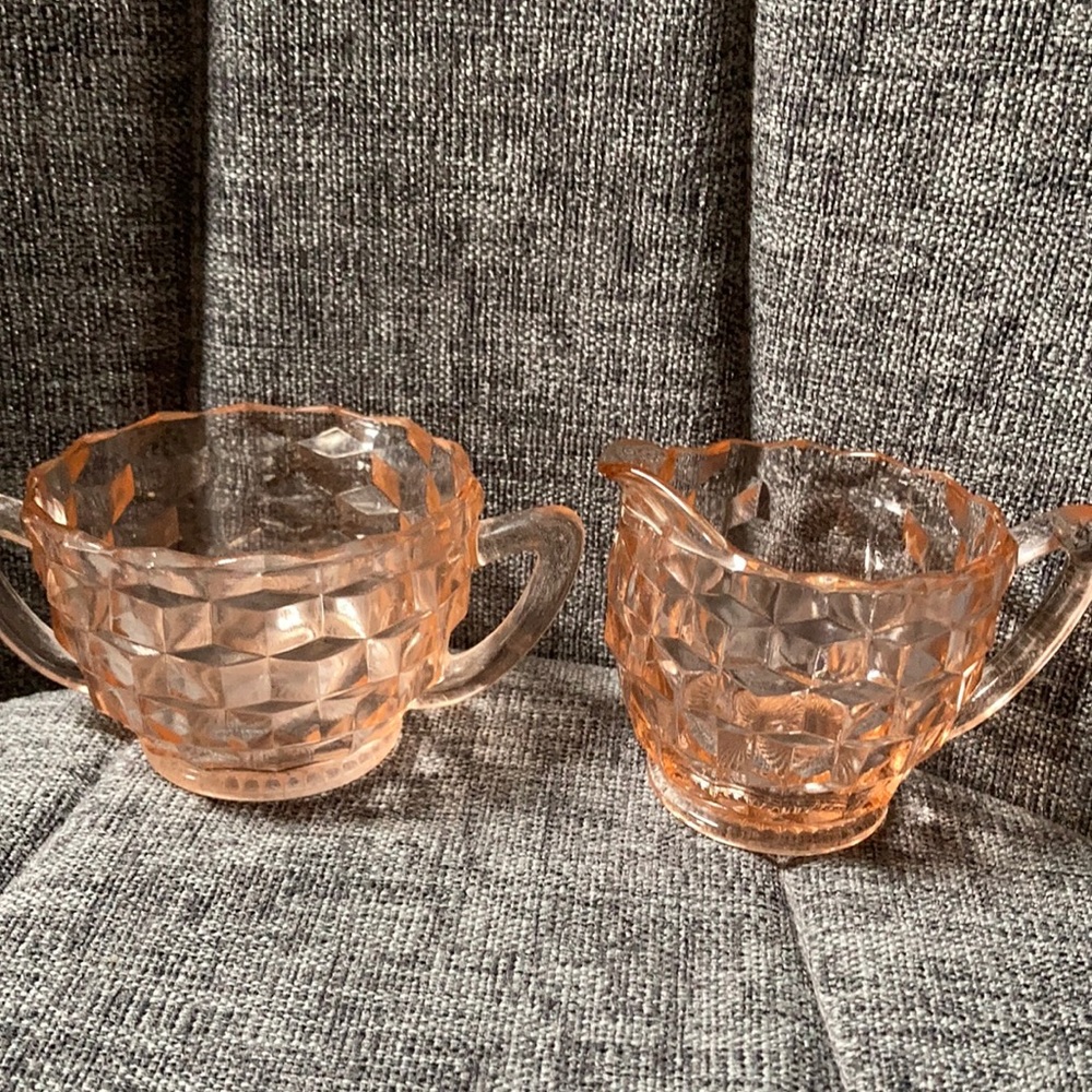 Depression Glass Cream and Sugar Set